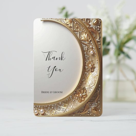 Golden Ornate Frame Thank You Card Bedankkaart (Staand voorkant)