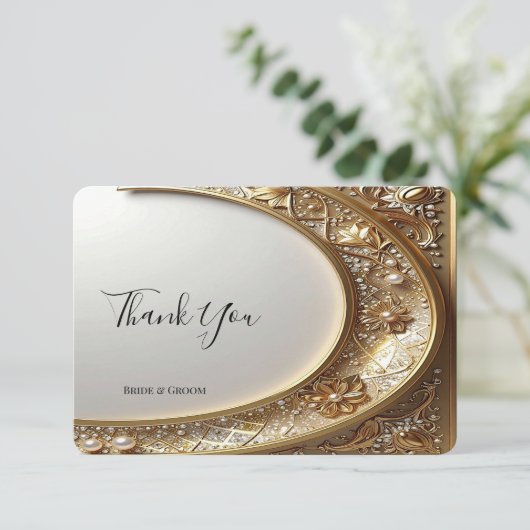 Golden Ornate Frame Thank You Card Bedankkaart (Staand voorkant)
