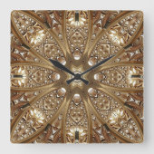 Golden Ornate Frame Wall Clock Vierkante Klok (Voorkant)