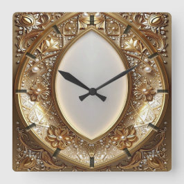Golden Ornate Frame Wall Clock Vierkante Klok