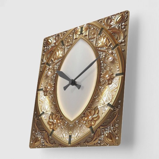 Golden Ornate Frame Wall Clock Vierkante Klok (Hoek)