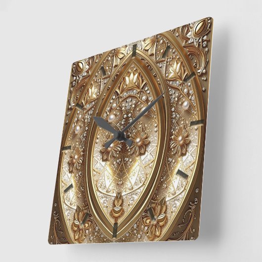 Golden Ornate Frame Wall Clock Vierkante Klok (Hoek)