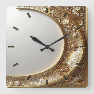 Golden Ornate Frame Wall Clock Vierkante Klok