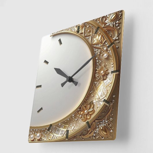 Golden Ornate Frame Wall Clock Vierkante Klok (Hoek)