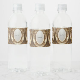 Golden Ornate Frame Water Bottle Label Waterfles Etiket