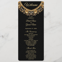 Golden Ornate Frame Wedding Program Programmakaart