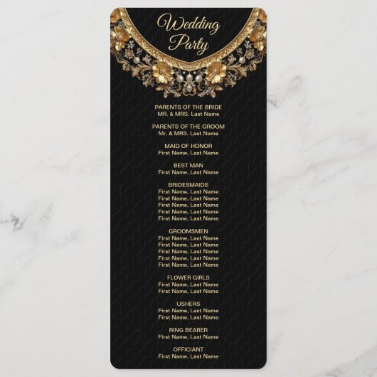 Golden Ornate Frame Wedding Program Programmakaart (Achterkant)