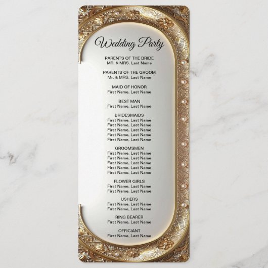 Golden Ornate Frame Wedding Program Programmakaart (Achterkant)