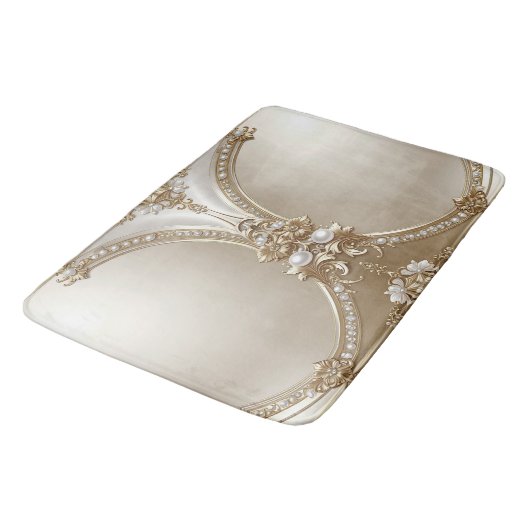 Golden Ornate Frame with Pearls Bath Mat (Gekanteld)