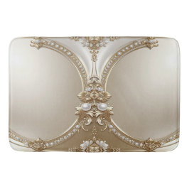 Golden Ornate Frame with Pearls Bath Mat