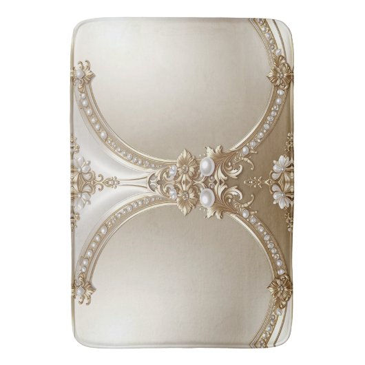 Golden Ornate Frame with Pearls Bath Mat (Voorkant Verticaal)