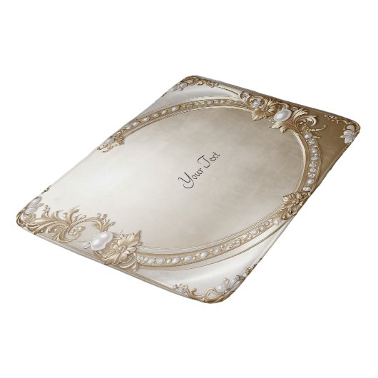 Golden Ornate Frame with Pearls Bath Mat (Gekanteld)