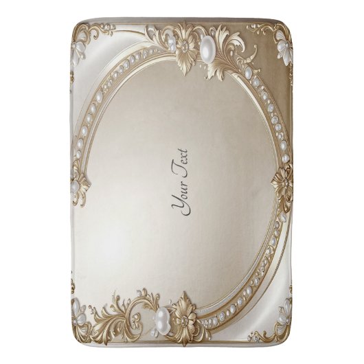Golden Ornate Frame with Pearls Bath Mat (Voorkant Verticaal)