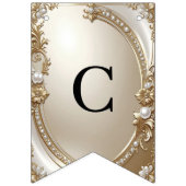 Golden Ornate Frame with Pearls Bunting Flag Vlaggetjes (Eerste vlag)