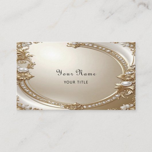 Golden Ornate Frame with Pearls Business Card Visitekaartje (Voorkant)