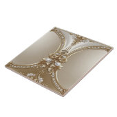 Golden Ornate Frame with Pearls Ceramic Tile Tegeltje (Zijkant)