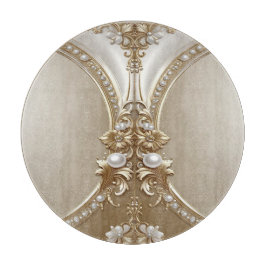 Golden Ornate Frame with Pearls Cutting Board Snijplank