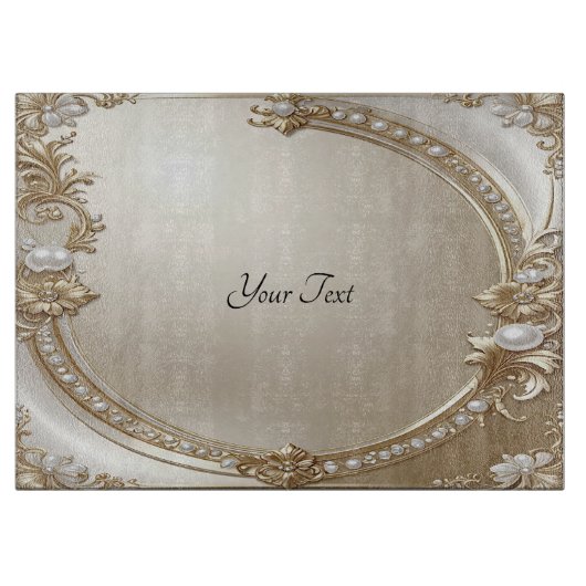 Golden Ornate Frame with Pearls Cutting Board Snijplank (Voorkant)