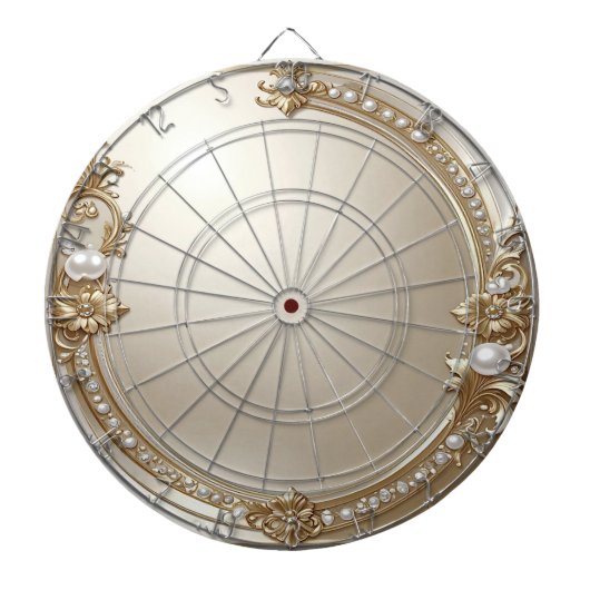 Golden Ornate Frame with Pearls Dartboard Dartbord (Voorkant)