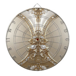 Golden Ornate Frame with Pearls Dartboard Dartbord