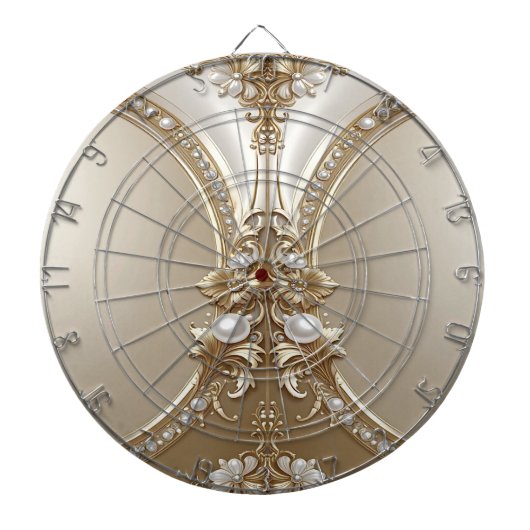 Golden Ornate Frame with Pearls Dartboard Dartbord (Voorkant)