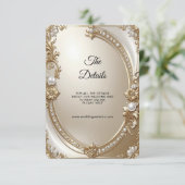 Golden Ornate Frame with Pearls Detail Enclosure Informatiekaartje (Staand voorkant)