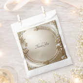 Golden Ornate Frame with Pearls Favor Bag Bedankzakje (Geknipt)