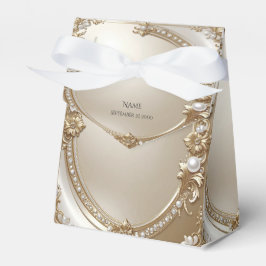 Golden Ornate Frame with Pearls Favor Box Bedankdoosjes