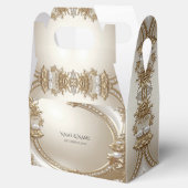 Golden Ornate Frame with Pearls Favor Box Bedankdoosjes (Geopend)