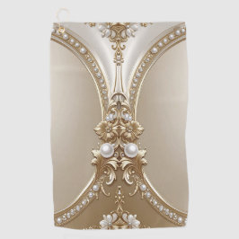 Golden Ornate Frame with Pearls Golf Towel Golfhanddoek