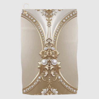 Golden Ornate Frame with Pearls Golf Towel Golfhanddoek