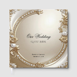 Golden Ornate Frame with Pearls Guest Book Gastenboek