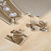 Golden Ornate Frame with Pearls Jigsaw Puzzle Legpuzzel (Zijkant)