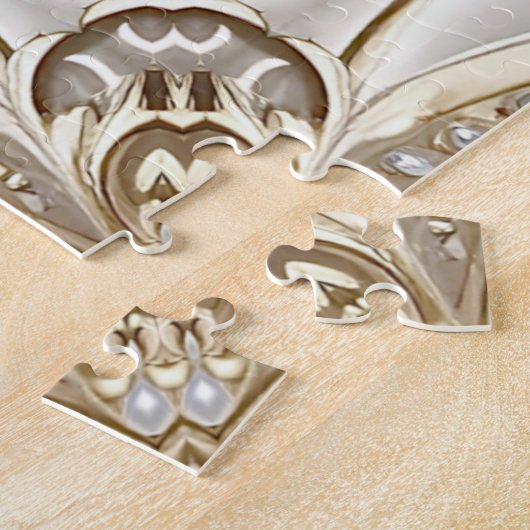 Golden Ornate Frame with Pearls Jigsaw Puzzle Legpuzzel (Zijkant)