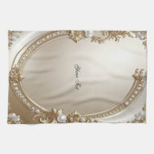 Golden Ornate Frame with Pearls Kitchen Towel Theedoek (Horizontaal)