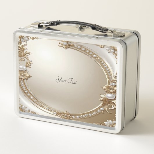 Golden Ornate Frame with Pearls Lunchbox (Achterkant)