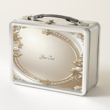 Golden Ornate Frame with Pearls Lunchbox