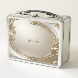 Golden Ornate Frame with Pearls Lunchbox