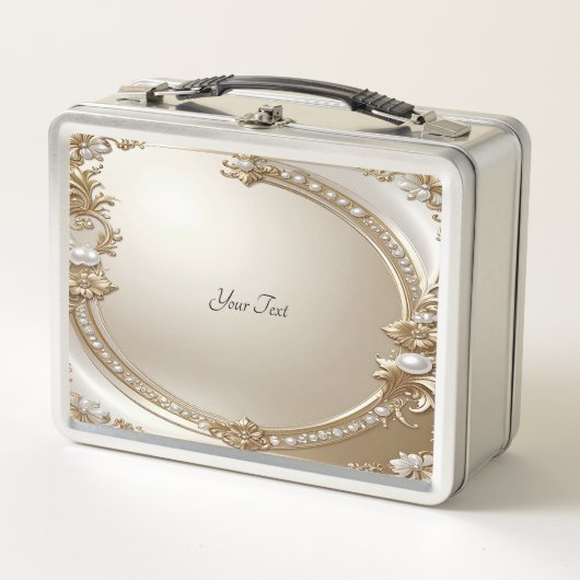 Golden Ornate Frame with Pearls Lunchbox (Voorkant)