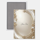 Golden Ornate Frame with Pearls Magnet (Voorkant / Achterkant)