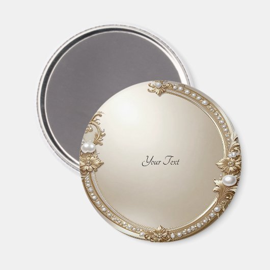 Golden Ornate Frame with Pearls Magnet (Voorkant / Achterkant)