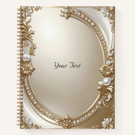 Golden Ornate Frame with Pearls Notebook Notitieboek (Voorkant)