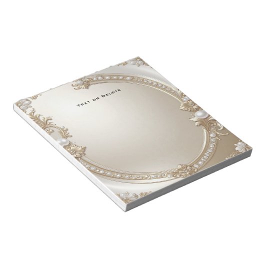 Golden Ornate Frame with Pearls Notepad Notitieblok (Schuin)