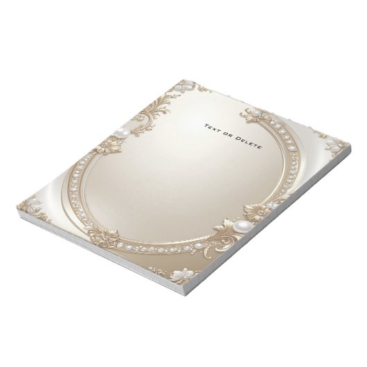 Golden Ornate Frame with Pearls Notepad Notitieblok (Linkerzijde)