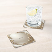 Golden Ornate Frame with Pearls Paper Coaster Kartonnen Onderzetters (Insitu)