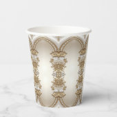 Golden Ornate Frame with Pearls Paper Cups Papieren Bekers (Achterkant)