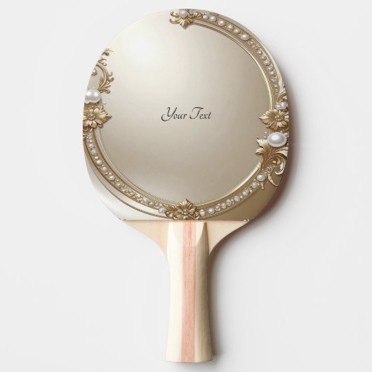 Golden Ornate Frame with Pearls Ping Pong Paddle Tafeltennisbatje (Voorkant)