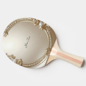 Golden Ornate Frame with Pearls Ping Pong Paddle Tafeltennisbatje (Zijkant)