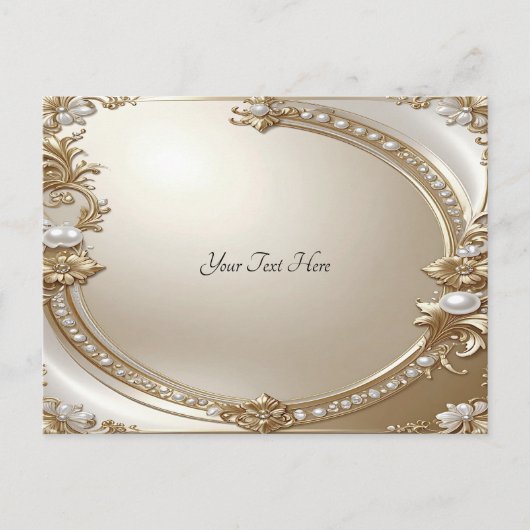 Golden Ornate Frame with Pearls Postcard Briefkaart (Voorkant)