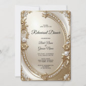 Golden Ornate Frame with Pearls Rehearsal Dinner Kaart (Voorkant)
